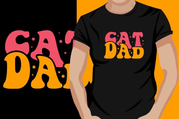 Cat Dad Retro Wavy Text T-Shirt Graphics Review