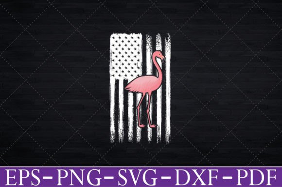 USA Flag Flamingo Graphics for T-Shirt Designs